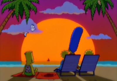 Little Big Mom Homer sings Aloha Oe in bg at sunset